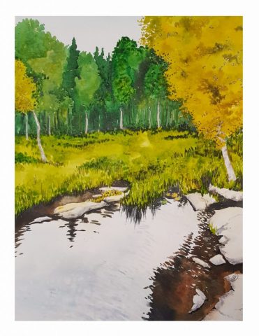Pause, Norwegen, 30 x 43 cm, Aquarell auf Aquarellpapier