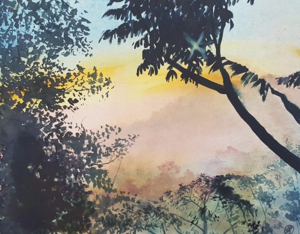Indonesien, 35,6 x 27,9 cm, Aquarell auf Papierkarton