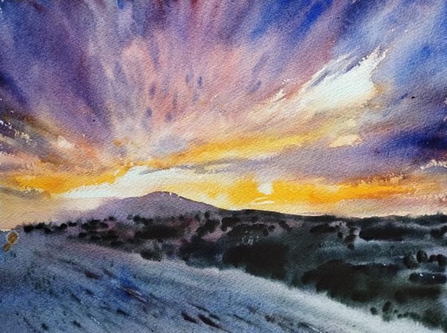 Sonnenglut, 31 x 23 cm, Aquarell auf Baumwollpapier