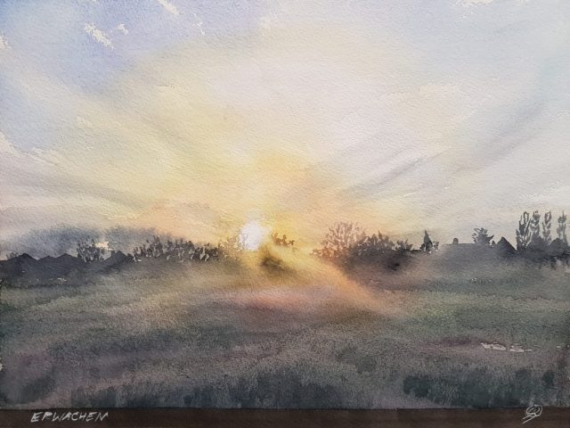 Erwachen, 31 x 23 cm, Aquarell auf Baumwollpapier