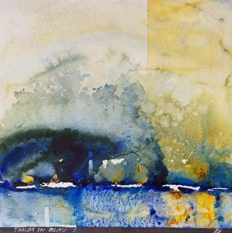 Traum in Blau 1, 29 x 29 cm, Aquarell auf Baumwollpapier