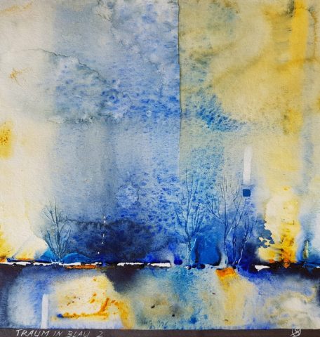 Traum in Blau 2, 29 x 29 cm, Aquarell auf Baumwollpapier