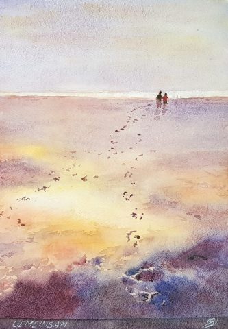 Gemeinsam, 26 x 36 cm, Aquarell auf Baumwollpapier