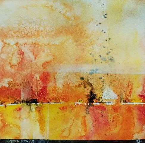 Flammenmeer, 29 x 29 cm, Aquarell auf Baumwollpapier