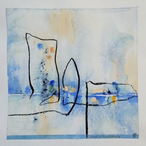 Loslassen Können, 29 x 29 cm, Guache auf Aquarellpapier