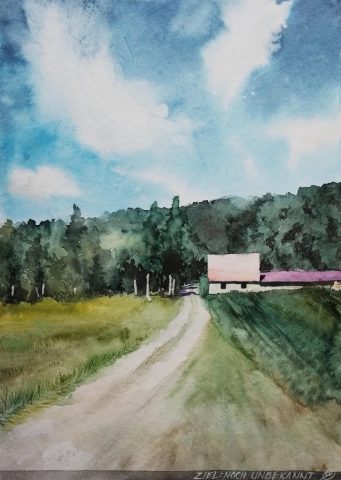 Ziel noch unbekannt, 36 x 48 cm, Aquarell auf Aquarellpapier