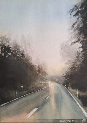 Ankommen, 24 x 35 cm, Aquarell auf Aquarellpapier