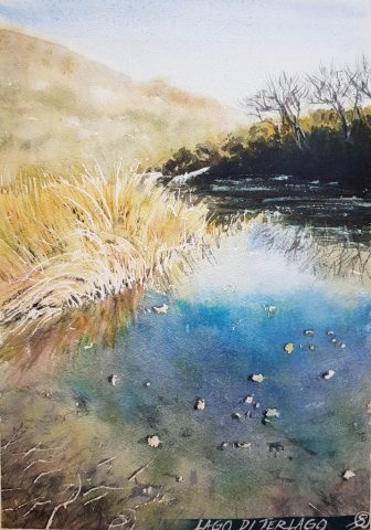Lago di Terlago, 24 x 35 cm, Aquarell auf Baumwollpapier