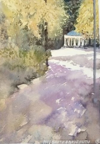 Hofgarten Bayreuth, 25 x 35 cm, Aquarell auf Baumwollpapier