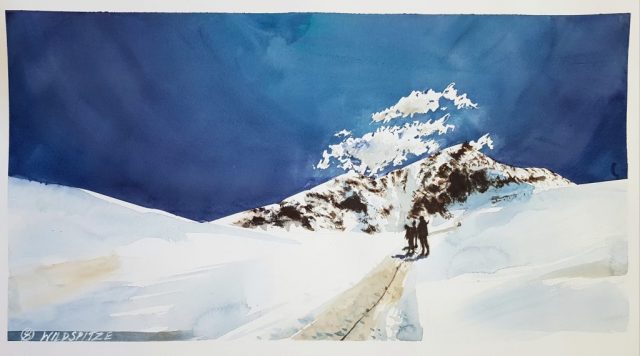 Wildspitze, 60 x 35 cm, Aquarelle auf Baumwollpapier