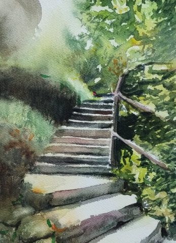 Schlosspark Altenstein, 23 x 33 cm, Aquarell auf Baumwollpapier