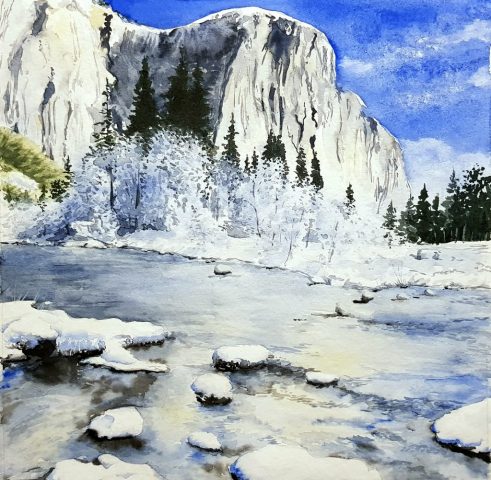 El Capitan, USA, 29 x 29 cm, Aquarell auf Aquarellpapier