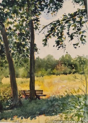 Pause gefällig?, 26 x 36 cm, Aquarell auf Papier