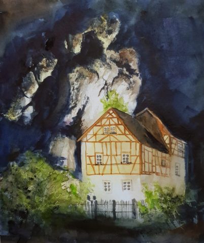 Tüchersfeld, Fränkische Schweiz, Aquarell auf Aquarellpapier