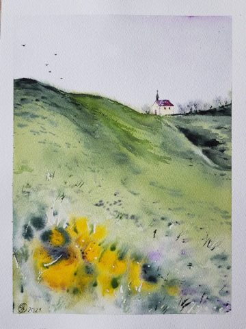 Walberla, Fränkische Schweiz, Aquarell auf Baumwollpapier