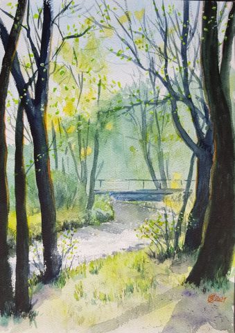 An der Pulvermühle, Fränkische Schweiz, Aquarell auf Aquarellpapier