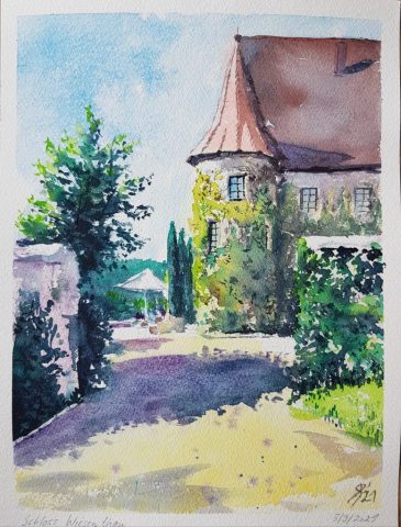 Schloss Wiesenthau, 23 x 31 cm, Aquarell auf Baumwollpapier