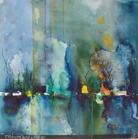 Traumwelten, 29 x 29 cm, Aquarell auf Baumwollpapier