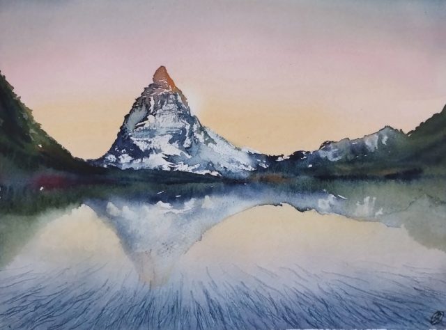 [nicht verfügbar] Matterhorn, Aquarell auf Baumwollpapier