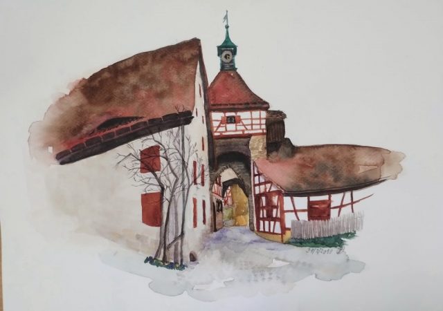 Cadolzburg, 27 x 20 cm, Aquarell auf Papier