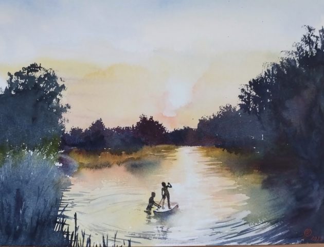 Baden, Aquarell auf Aquarellpapier