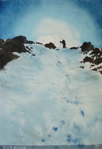 Hoch hinaus, 23 x 33 cm, Aquarell auf Baumwollpapier