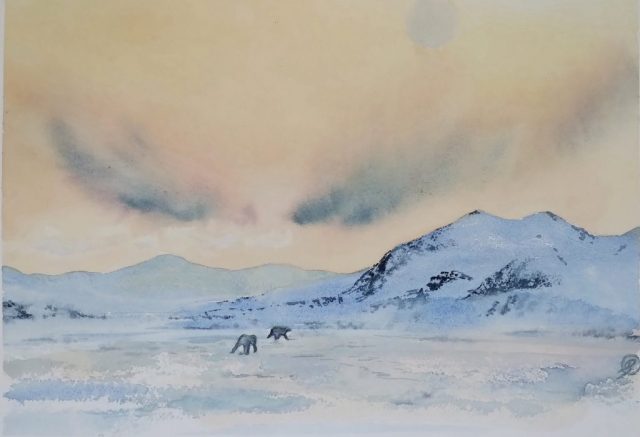 Hoch im Norden, 23 x 33 cm, Aquarell auf Baumwollpapier